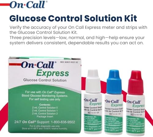 Glucose Control Solution Kit by On Call Express, Level 0, 1 & 2 for Blood Glucose Meters and Test Strips, Accuracy Check & Calibration Verification