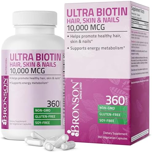 Bronson Ultra Biotin 10,000 Mcg Hair Skin and Nails Supplement, Non-GMO, 120 Vegetarian Capsules