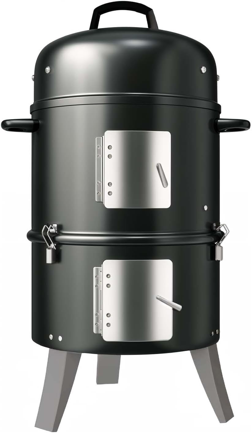GasOne Vertical Smoker with Thermometer – 16 Inch Heavy Duty Charcoal Smoker – Multipurpose Charcoal BBQ Grill Smoker for Outdoor