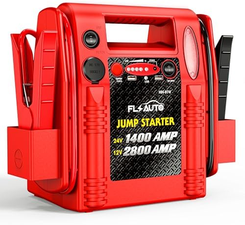 2800A/1400A Heavy Duty 12V/24V Car Jump Starter & Battery Booster – Jumper Pack, Lead-Acid Emergency Power for Cars, Trucks, SUVs, Boats