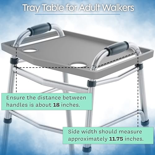 Bluestone Walker Tray- Upright with Holders-Universal Table Fits Most Standard Folding Walkers-Home Mobility Medical Equipment Accessories