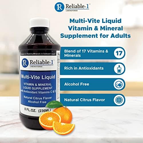 Reliable-1 Laboratories Multi-Vite Liquid Multivitamin for Adults Liquid Vitamins Antioxidant Supplement for Immunity