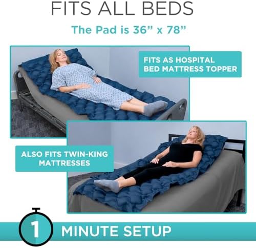 Vive Alternating Air Pressure Mattress Pad - The Original Bed Sore Solution | Dr. Recommended Hospital Bed Topper for Bedridden Patients - Includes Waterproof, Breathable Ulcer Cushion & Quiet Pump