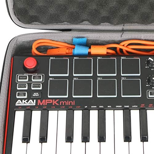 co2CREA Hard Case for Akai MPK Mini MKII/Play 25 Key Keyboard Controller | Compatible with MIDI Keyboard Controller, Travel Protective Storage Bag with Mesh Pocket & Handle