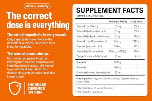 Dose of Immunity Immune Support Supplement & Booster for Adults, Zinc, 60ct