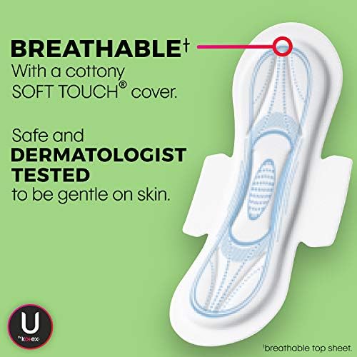 U by Kotex Security Maxi Overnight Pads With Wings, Regular, Unscented, Unscented, 28 Count