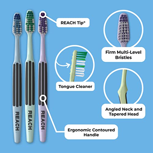 Reach Advanced Design Soft Bristle Toothbrush with Toothbrush Caps, 6 Count