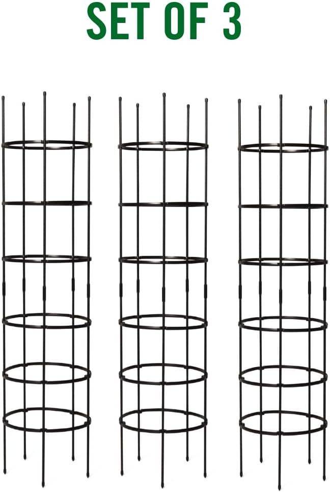 Gardener's Supply Company Titan Extra Tall Tomato Cages I Set of 3 - Sturdy Steel Core Plant Support Trellis for Vegetables & Climbing Plants