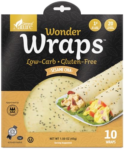Wonder Wraps -Original- Low Carb Keto Tortillas | Non-GMO Kosher Low Calorie Burrito Wraps | Delicious Gluten Free, Soy Free, Nut Free
