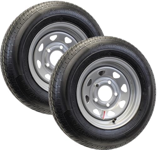 eCustomrim 2-Pack Radial Trailer Tire Rim Assembly ST145/R12 Silver 5 Lug