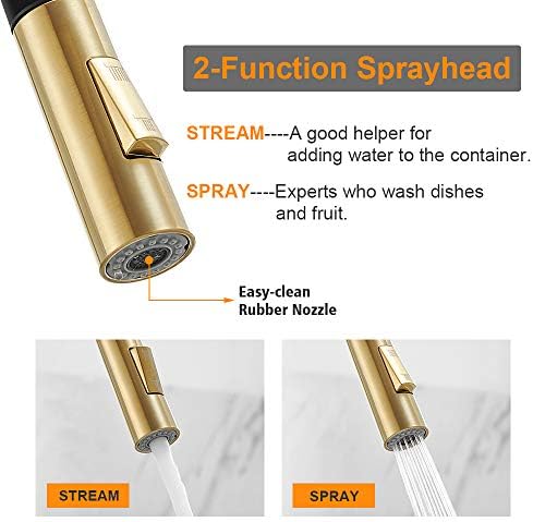 Hoimpro Kitchen Sink Faucet with Pull Out Sprayer, Rv Kitchen Faucet Pull Down Sprayer