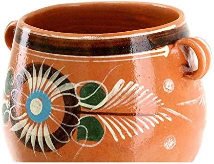 New Olla De Barro Frijolera w/Lid 3.5 Quarts Canterito Cazuela Traditional Floral of Set
