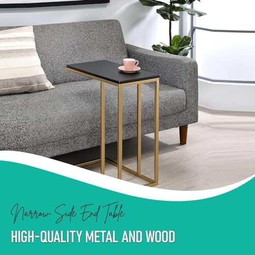 Kings Brand C Table for Sofa, Bed & Living Room, Gold Metal End Table