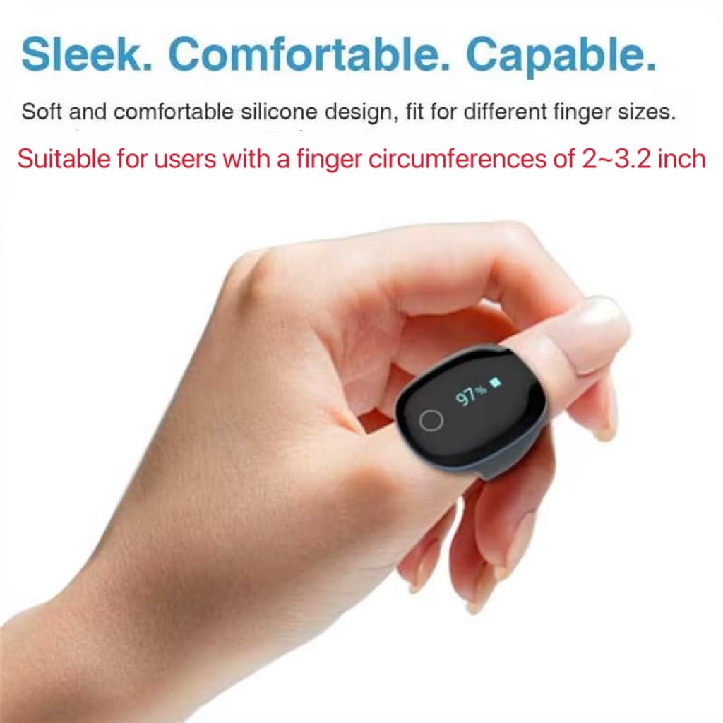 Wellue O2Ring Pulse Oximter, Bluetooth SPO2 Blood Oxygen Saturation Monitor - Wearable O2 Ring Sensor with Vibration Reminder, Free APP & PC Report