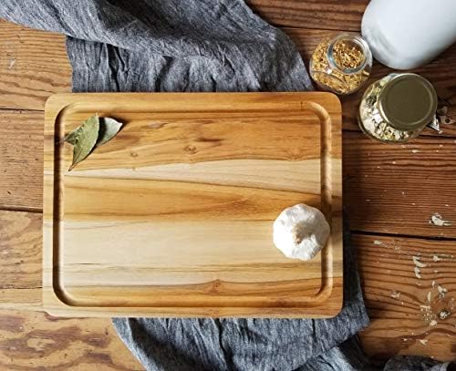 Lipper International 7215 Teak Wood Edge Grain Kitchen Cutting and Serving Board, Small, 12" x 9" x 5/8"
