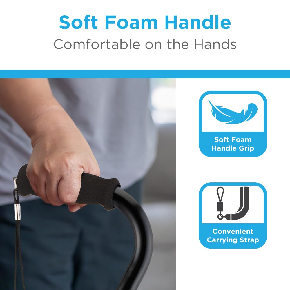 Nova Joy Designer Offset Quad Cane for Seniors - Unisex Adjustable Lightweight Walking Aid with Foam Handle, Wrist Strap and Anti-Rattle Lock - Essential Mobility Support - Maui Flowers
