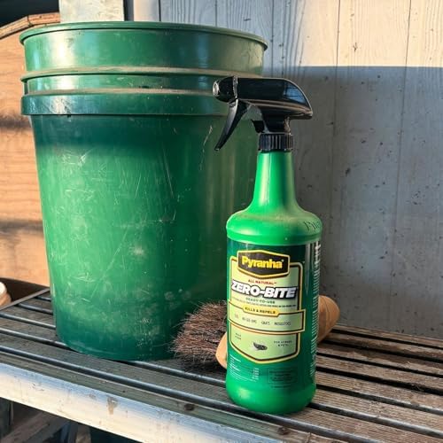 PYRANHA Zero-Bite All Natural Fly Spray - Ready to Use Water Based Repellent for Horses, Dogs, Cats, Ferrets, Caged Pets, Livestock | Repels Flies, Gnats, Mosquitoes, No-See-UMS