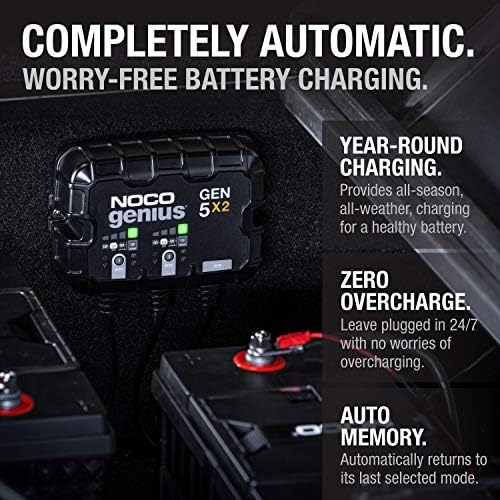 NOCO GEN5X2 12V 10A 2-Bank OnBoard Marine Battery Charger & Maintainer