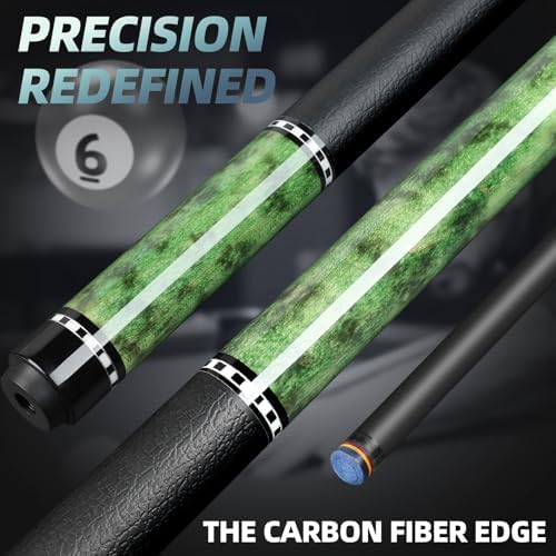 Kmise Carbon Fiber Pool Cue, 100% Carbon Fiber Shaft 58" Professional Pool Sticks for Adults Full Carbon Technology, 12.5mm Tip, 3/8-8 Joint Pin