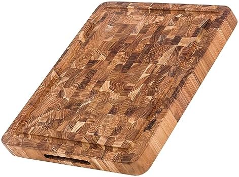 Teakhaus Butcher Block Carving Board - Large Extra Thick Cutting Board with Juice Groove - Holiday Gift Ideas for Men and Women - Gift-Ready End Grain Wood, Knife Friendly - FSC Certified