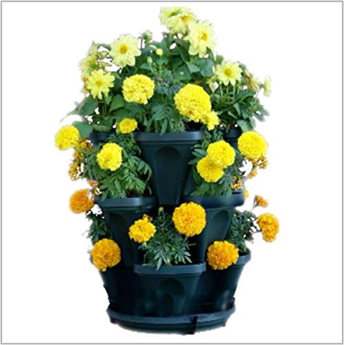 Mr. Stacky 3 Tiered Hunter Green Stackable Indoor Outdoor Vertical Herb Planter 1303