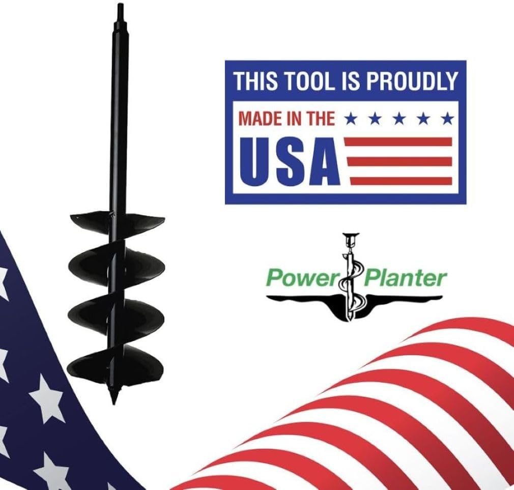 Auger Drill Bit Extension 7" x 28" with 1/2" Non-Slip Hex Drive — Garden Auger for Planting Gallon Potted Plants and Post Holes — Garden Digging