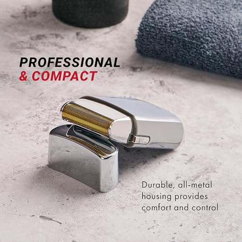BaBylissPRO METALFX Single Foil Shaver, Handheld Razor for Travel, Portable Cordless Close Face Shaver for Head, Beard, & Neck