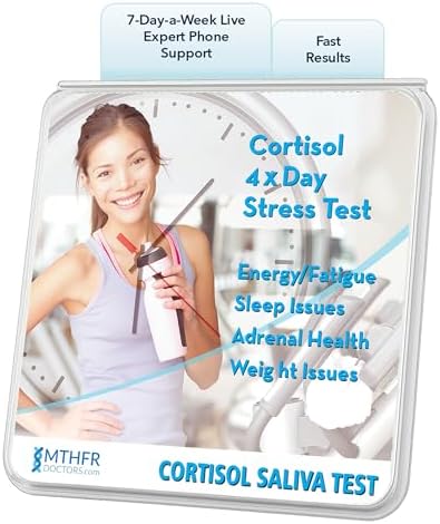 Cortisol Stress Test 4 X Day - Comes with Results Interpretation and Live Support by Phone 7 Days A Week - Fast Results - at Home Saliva Collection