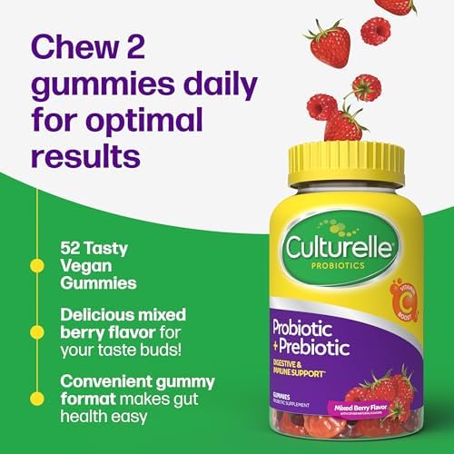 Daily Probiotic Gummies for Women & Men, Berry Flavor, 52 Count, Naturally-Sourced Daily Probiotic + Prebiotic