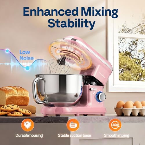 VIVOHOME Stand Mixer, 6-Quart Tilt-Head Kitchen Mixer with Bowl, Gray
