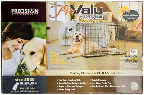 Precision Pet Products Two Door Provalue Wire Dog Crate, 24 Inch, For Pets 15-30 lbs, With 5-Point Locking System