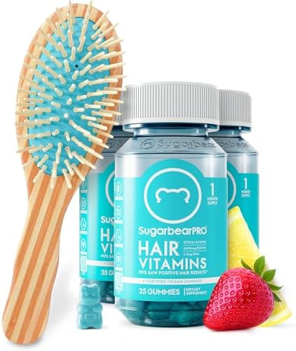 SugarbearPRO Hair Vitamin Gummy 2 Month Supply Extra Strength Biotin 6000mcg, Growth for Men & Women, Vegan Vitamin B12, MSM, Inositol, Omega 3, Elderberry, Certified Kosher, Halal, Cruelty-Free