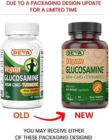 Deva Vegan Glucosamine MSM & CMO, Improved Formula Plus Hyaluronic Acid, CMO, Turmeric Extract, Boswellia Extract with Non Animal Ingredients, 90 Tablets