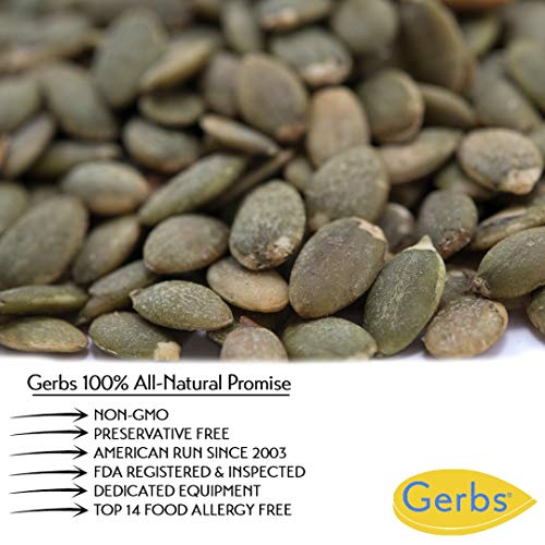 GERBS Unsalted Pumpkin Seed Kernels 2 LBS|Top 14 Allergy Free Food |Use in salads, yogurt, bake, oatmeal, trail mix|Grown in Canada