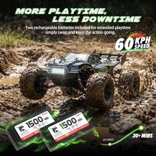 Hosim 1/10 Brushless RC Cars for Adults & Boys 60+ KPH, Fast RC Truck | 4x4 Off-Road All-Terrain Big Remote Control Car