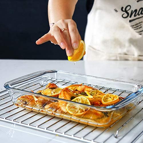 M MCIRCO 8 Piece Deep Glass Baking Dish with Lids, BPA free,Gray