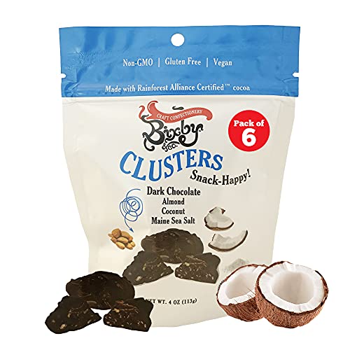 Bixby 6 Pack of Clusters Dark Chocolate Covered Almonds and Coconut | Kosher, Non-GMO