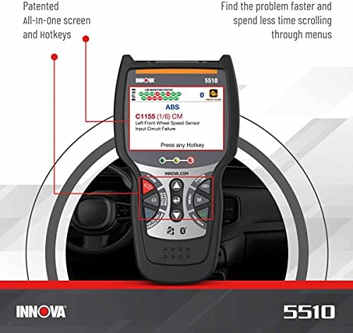 INNOVA 5510 OBD2 Scanner, Scan Tool for ABS, All System Scanner, Caliper Service, Brake Pad Life, Read/Erase ABS/SRS Codes, Reset Oil Light, Live Data