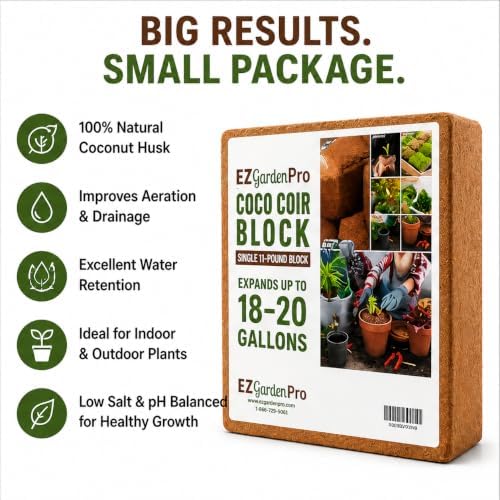 UBICON Organic Coco Coir Growing Medium 11 Pound Block | Expands to Approximately 20 Gallons | Ideal for Gardens and Raised Beds | Excellent