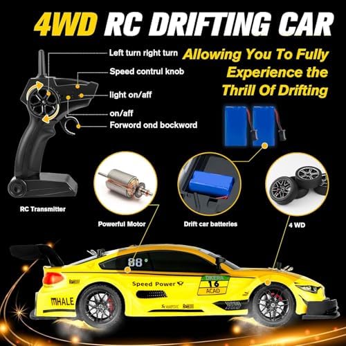 RC Drift Car, 1:16 Scale Drifting RC Cars 2.4GHz 4WD 40km/h | RC Race Car, High-Speed Remote Control Drift Car Vehicle, Racing Sport Toy Gift for Boys Girls Kids(Purple)