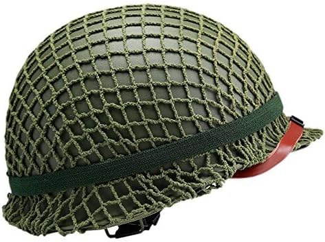 WW2 US M1 Helmet Steel Field Green with Net Cover Eye Belt Reproduction