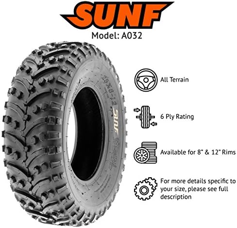 SunF ATV Tires 25x8-12 25x10-12 Knobby 6 PR A032 - BUNDLE