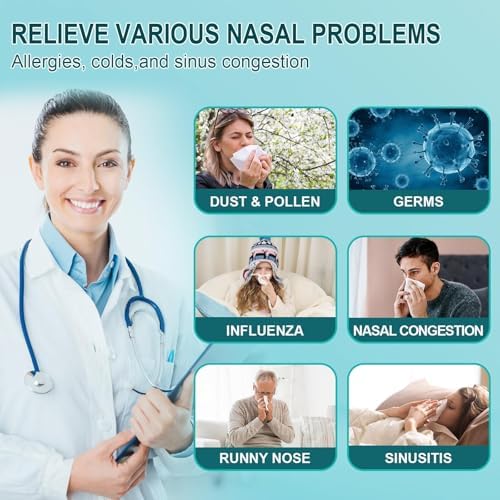 Nasal Irrigation System with 30 Saline Packets Nasal Care, Sinus Rinse Machine, Nasal Rinse Machine, Nasal Cleaner with Auto Waste Collection Function for Sinus, Nasal Allergies - Green