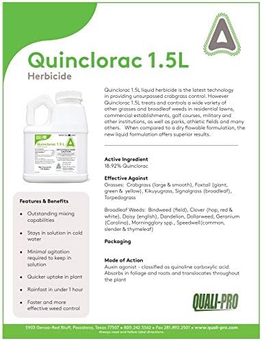 Quinclorac 1.5 L -(1/2 gal.) Compare to Drive XLR8- Kills Crabgrass