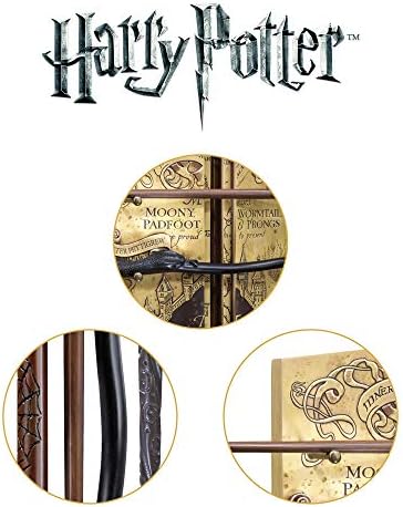 The Noble Collection Harry Potter Marauders Wand Set with Display Stand - 31.5in (43cm) 4 Wizard Wands with Marauders Map Display Stand - Officially
