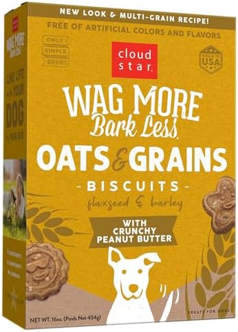 Cloud Star Wag More Bark Less - Dog Treats - Crunchy Biscuits - Oats & Grains Peanut Butter - 16 oz Box
