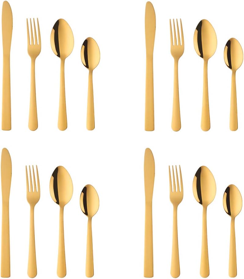 BuyGo Rainbow Silverware Set Flatware Set Stainless Steel Colorful Dinnerware Set 16-Piece Multicolor Cutlery Set, Service for 4