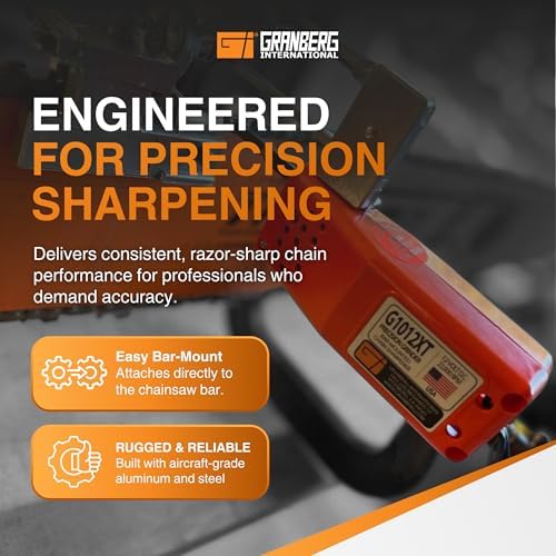 Granberg G1012XT 12V Bar-Mounted Chainsaw Sharpener, Standard Chain Pitches | 24, 000 RPM Motor Sharpens Crosscut, Ripping and Skip Tooth Chains
