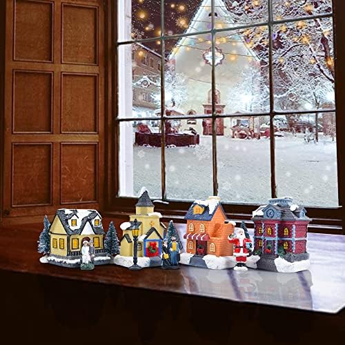 Christmas Village Sets with LED Lights and Figurines Indoor Decor