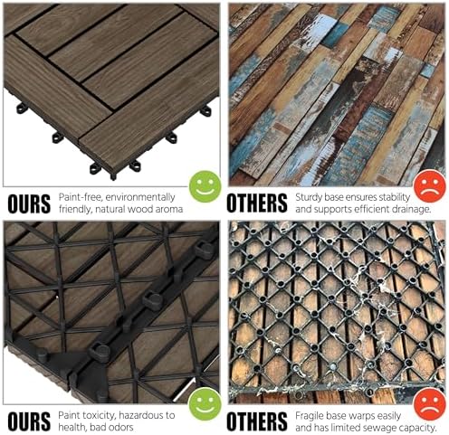 Yaheetech 27PCS Patio Floor Tiles Outdoor Interlocking Deck 12 x 12in,Wood